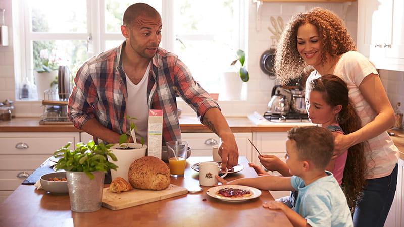 family eating breakfast